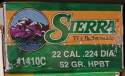 Sierra - .224 52 gr HPBT Match