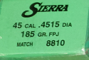 Sierra - .451 185 gr FPJ Match .451,5