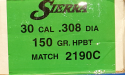 Sierra - .30 150 gr HPBT