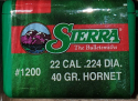 Sierra - .224   .22 Hornet 40 gr